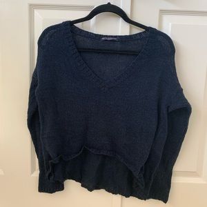 Brandy Melville V-Neck Sweater Navy